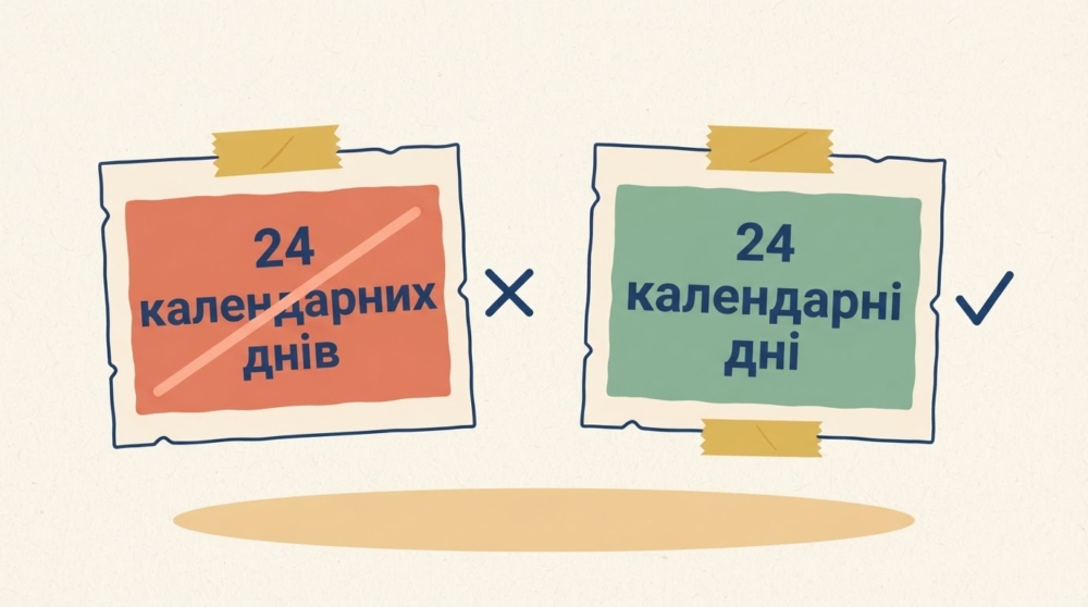 24 календарних дні чи днів: як правильно узгоджувати числівник з іменником