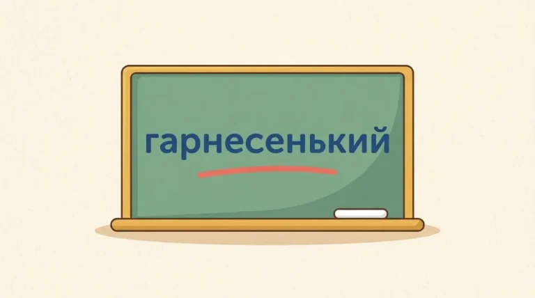 Будова слова ГАРНЕСЕНЬКИЙ: схема розбору та правила