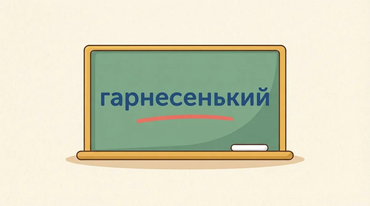 Будова слова ГАРНЕСЕНЬКИЙ: схема розбору та правила