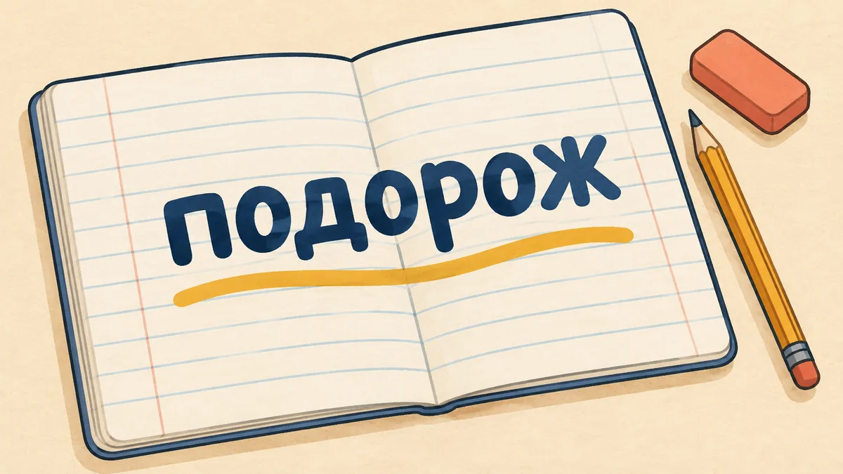 Будова слова ПОДОРОЖ: корінь, закінчення і споріднені слова