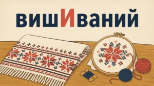 Наголос у слові ВИШИВАНИЙ: де він стоїть у «вишитий», «вишивка» та «вишиванка»