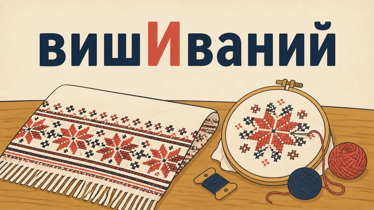 Наголос у слові ВИШИВАНИЙ: де він стоїть у «вишитий», «вишивка» та «вишиванка»