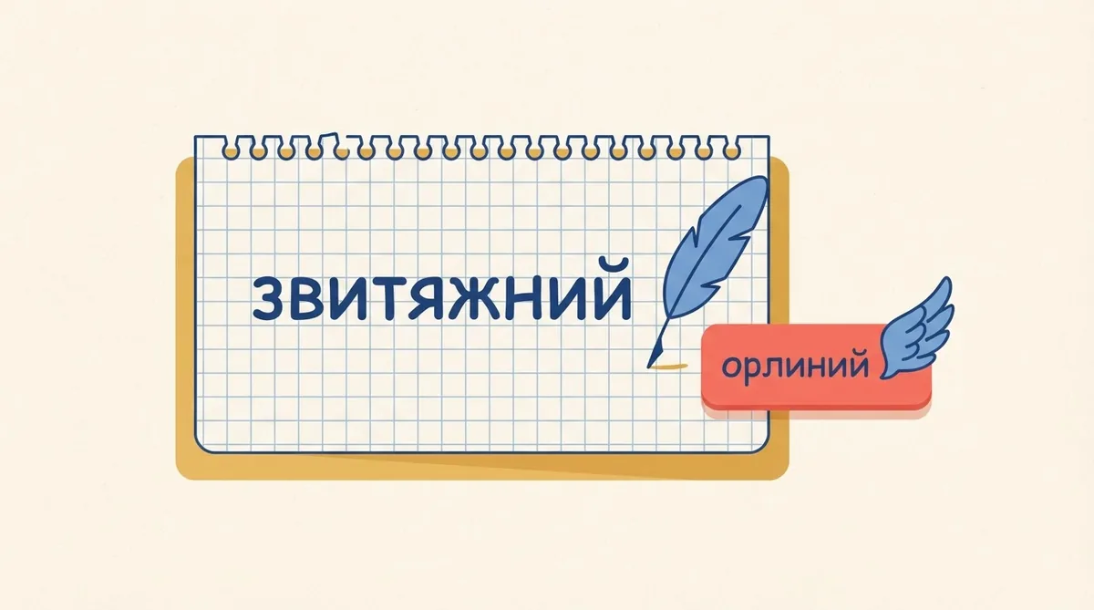 Аркуш зі словами звитяжний і орлиний