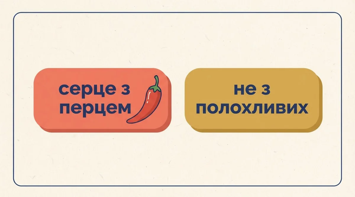 Ілюстрація з українськими фразеологізмами про хоробрість: серце з перцем та не з полохливих