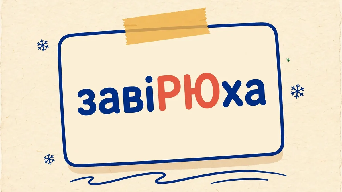 Картка з правильно наголошеним словом «завірюха»