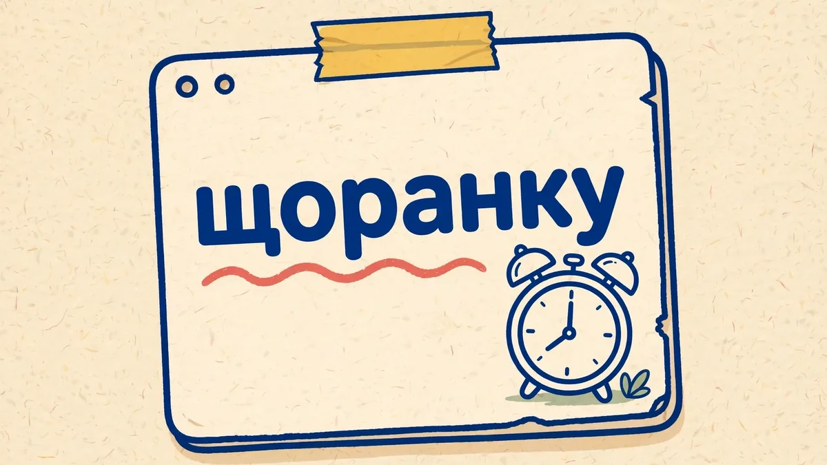 Сторінка календаря зі словом щоранку та будильником